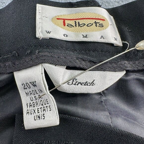 Talbots Stretch Wool Dress Pants 20W Black Made in USA Pleated Classic Fit*READ* - Picture 9 of 14